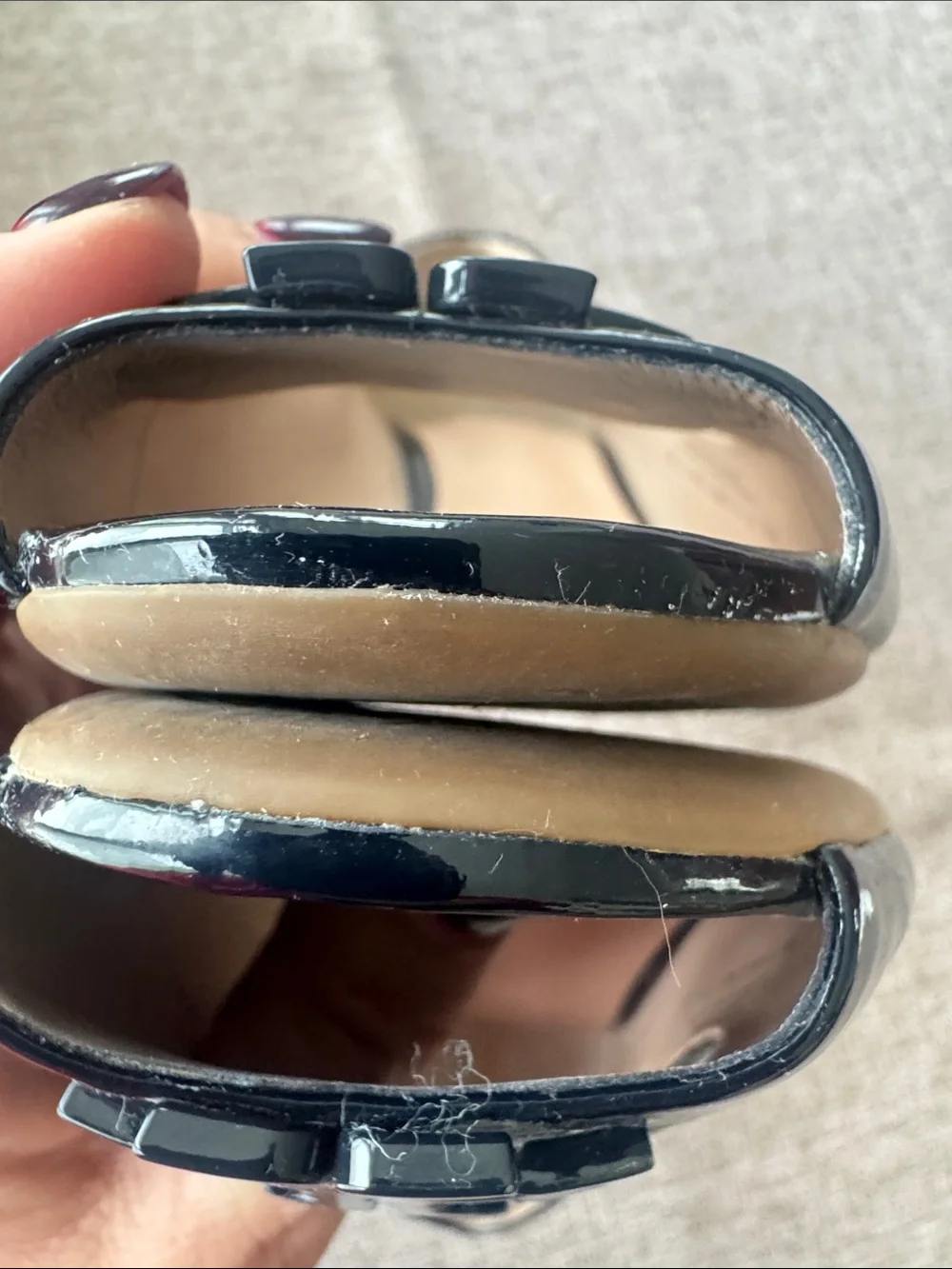 Tory Burch Navy Patent Logo Round-Toe Medium Height Heels
